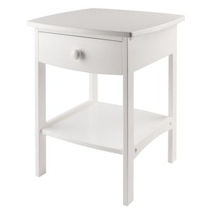 Winsome Wood Claire Curved Accent Table - Stylish White Nightstand With Drawer & Shelf For Bedroom Or Living Room White Solid ,Composite Wood 10218-winsome-wood