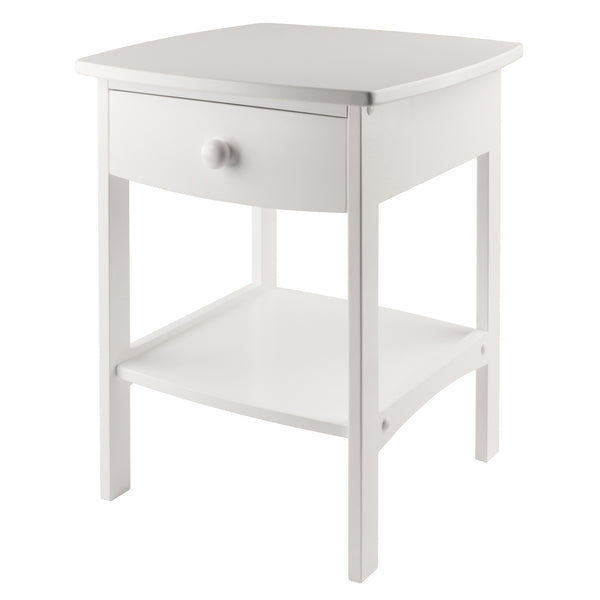 Winsome Wood Claire Curved Accent Table - Stylish White Nightstand With Drawer & Shelf For Bedroom Or Living Room White Solid ,Composite Wood 10218-winsome-wood