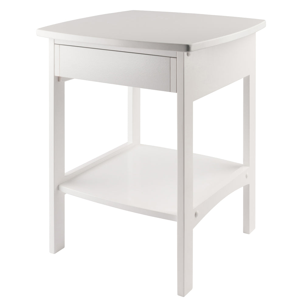 Winsome Wood Claire Curved Accent Table - Stylish White Nightstand With Drawer & Shelf For Bedroom Or Living Room White Solid ,Composite Wood 10218-winsome-wood