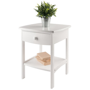 Winsome Wood Claire Curved Accent Table - Stylish White Nightstand With Drawer & Shelf For Bedroom Or Living Room White Solid ,Composite Wood 10218-winsome-wood