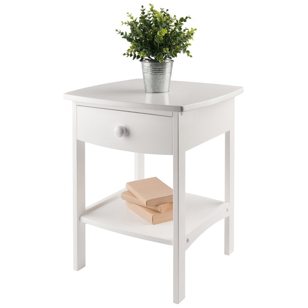 Winsome Wood Claire Curved Accent Table - Stylish White Nightstand With Drawer & Shelf For Bedroom Or Living Room White Solid ,Composite Wood 10218-winsome-wood