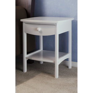Winsome Wood Claire Curved Accent Table - Stylish White Nightstand With Drawer & Shelf For Bedroom Or Living Room White Solid ,Composite Wood 10218-winsome-wood