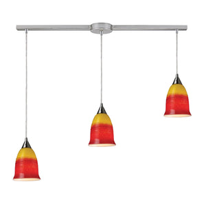 Horizon 5'' Wide 3-Light Linear Pendant - Fire in Satin Nickel 10218/3L-FIR Elk Lighting