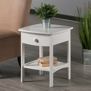 Winsome Wood Claire Curved Accent Table - Stylish White Nightstand With Drawer & Shelf For Bedroom Or Living Room White Solid ,Composite Wood 10218-winsome-wood