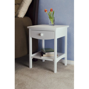 Winsome Wood Claire Curved Accent Table - Stylish White Nightstand With Drawer & Shelf For Bedroom Or Living Room White Solid ,Composite Wood 10218-winsome-wood