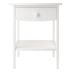 Winsome Wood Claire Curved Accent Table - Stylish White Nightstand With Drawer & Shelf For Bedroom Or Living Room White Solid ,Composite Wood 10218-winsome-wood