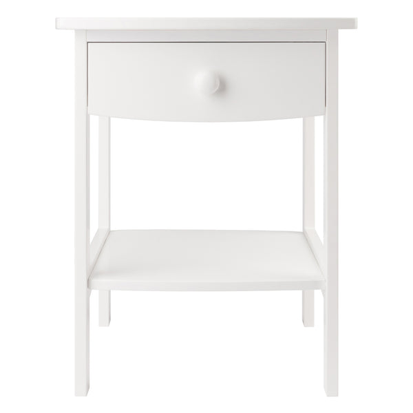 Winsome Wood Claire Curved Accent Table - Stylish White Nightstand With Drawer & Shelf For Bedroom Or Living Room White Solid ,Composite Wood 10218-winsome-wood