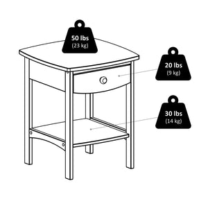 Winsome Wood Claire Curved Accent Table - Stylish White Nightstand With Drawer & Shelf For Bedroom Or Living Room White Solid ,Composite Wood 10218-winsome-wood