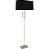 Robert Abbey Lincoln Floor Lamp Polished Nickel Finish w/ Crystal Accents Rectangular Black Opaque Parchment W/ Matte Silver Lining