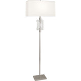 Robert Abbey Lincoln Floor Lamp Polished Nickel Finish w/ Crystal Accents Rectangular Pearl Dupioni Silk Shade