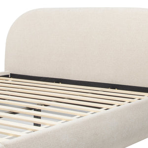 English Elm Jennifer Taylor Home - Archie Puffy Grounded Upholstered Platform Bed in Oatmeal Chenille — Arched Puffy Headboard, No-Box Spring Design, Durable Elegance (90") B2719P320241