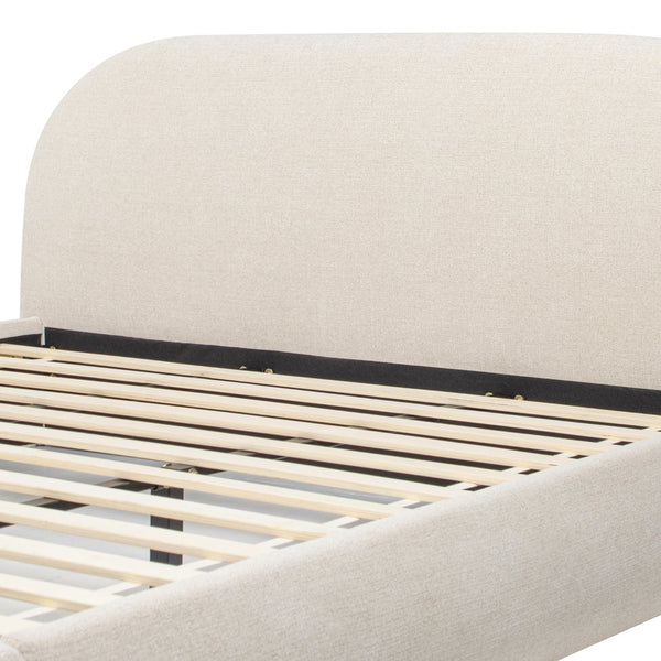 English Elm Jennifer Taylor Home - Archie Puffy Grounded Upholstered Platform Bed in Oatmeal Chenille — Arched Puffy Headboard, No-Box Spring Design, Durable Elegance (90") B2719P320241
