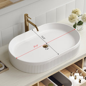 English Elm Modern Floating Bathroom Vanity Oval Ceramic Sink Plywood Cabinet Soft Close Storage W3136S00077