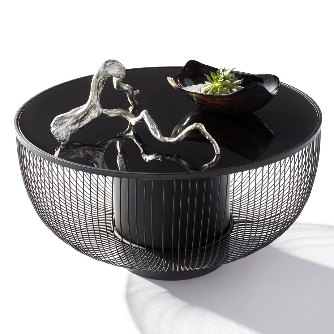 Carousel Modern Iron and Glass Accent Table - Thumbnail 2