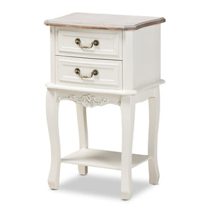 Baxton Studio Baxton Studio Amalie Two-Tone White & Oak End Table – French Country Charm with Storage & Style JY17B088-White-ET