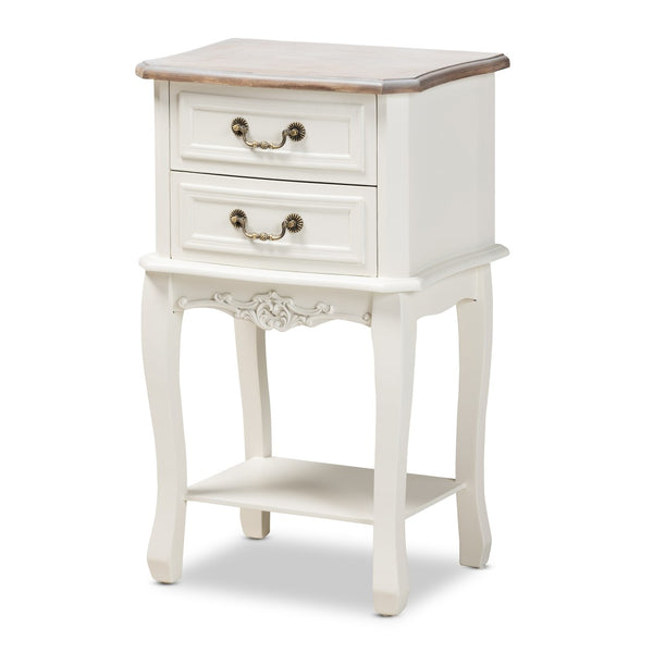Baxton Studio Baxton Studio Amalie Two-Tone White & Oak End Table – French Country Charm with Storage & Style JY17B088-White-ET