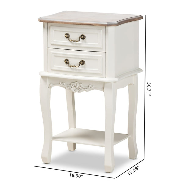 Baxton Studio Baxton Studio Amalie Two-Tone White & Oak End Table – French Country Charm with Storage & Style JY17B088-White-ET
