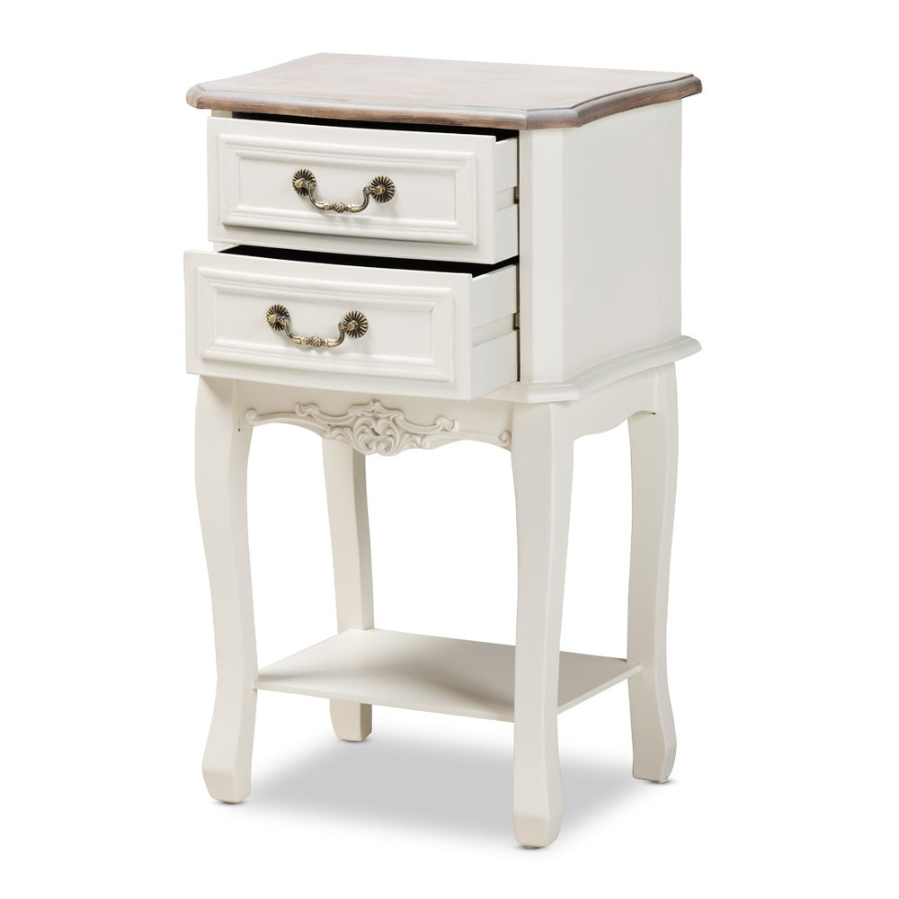 Baxton Studio Baxton Studio Amalie Two-Tone White & Oak End Table – French Country Charm with Storage & Style JY17B088-White-ET