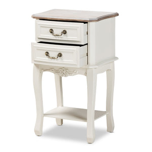 Baxton Studio Baxton Studio Amalie Two-Tone White & Oak End Table – French Country Charm with Storage & Style JY17B088-White-ET