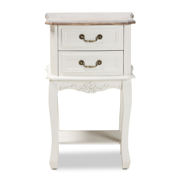 Baxton Studio Baxton Studio Amalie Two-Tone White & Oak End Table – French Country Charm with Storage & Style JY17B088-White-ET