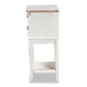 Baxton Studio Baxton Studio Amalie Two-Tone White & Oak End Table – French Country Charm with Storage & Style JY17B088-White-ET