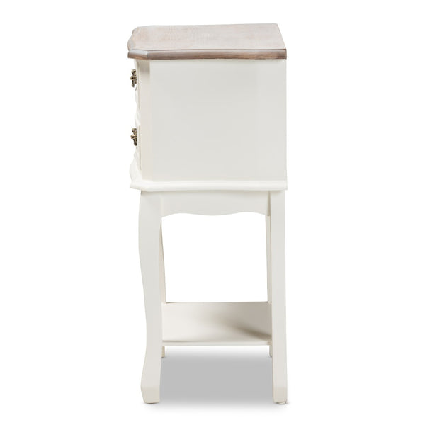 Baxton Studio Baxton Studio Amalie Two-Tone White & Oak End Table – French Country Charm with Storage & Style JY17B088-White-ET