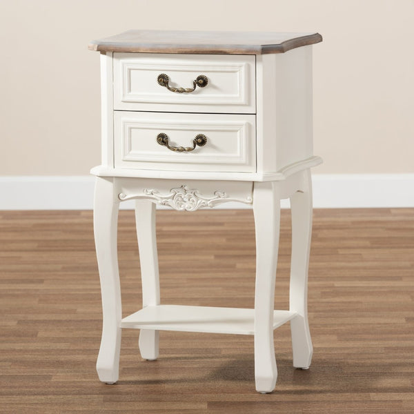 Baxton Studio Baxton Studio Amalie Two-Tone White & Oak End Table – French Country Charm with Storage & Style JY17B088-White-ET