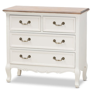 Baxton Studio Baxton Studio Amalie Two-Tone Antique French Country Accent Cabinet with 4 Drawers & Carved Detail JY17B093-White-4DW-Cabinet