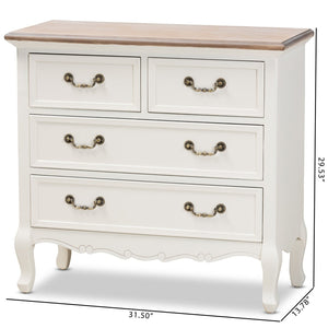 Baxton Studio Baxton Studio Amalie Two-Tone Antique French Country Accent Cabinet with 4 Drawers & Carved Detail JY17B093-White-4DW-Cabinet