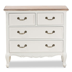 Baxton Studio Baxton Studio Amalie Two-Tone Antique French Country Accent Cabinet with 4 Drawers & Carved Detail JY17B093-White-4DW-Cabinet