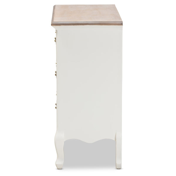 Baxton Studio Baxton Studio Amalie Two-Tone Antique French Country Accent Cabinet with 4 Drawers & Carved Detail JY17B093-White-4DW-Cabinet