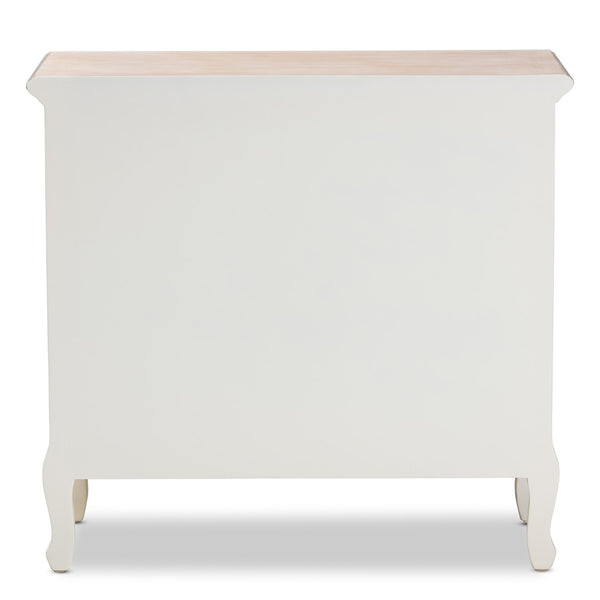 Baxton Studio Baxton Studio Amalie Two-Tone Antique French Country Accent Cabinet with 4 Drawers & Carved Detail JY17B093-White-4DW-Cabinet