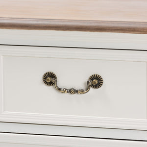 Baxton Studio Baxton Studio Amalie Two-Tone Antique French Country Accent Cabinet with 4 Drawers & Carved Detail JY17B093-White-4DW-Cabinet
