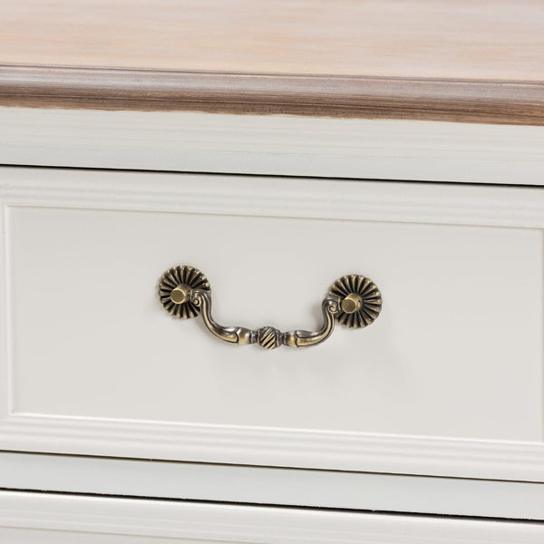 Baxton Studio Baxton Studio Amalie Two-Tone Antique French Country Accent Cabinet with 4 Drawers & Carved Detail JY17B093-White-4DW-Cabinet