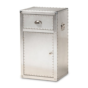 Baxton Studio Baxton Studio Serge Vintage Industrial Accent Cabinet with Silver Finish for Stylish Storage Solutions 1-Door JY17B161-Silver-Cabinet