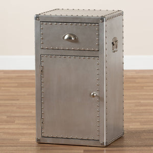 Baxton Studio Baxton Studio Serge Vintage Industrial Accent Cabinet with Silver Finish for Stylish Storage Solutions 1-Door JY17B161-Silver-Cabinet