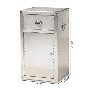 Baxton Studio Baxton Studio Serge Vintage Industrial Accent Cabinet with Silver Finish for Stylish Storage Solutions 1-Door JY17B161-Silver-Cabinet