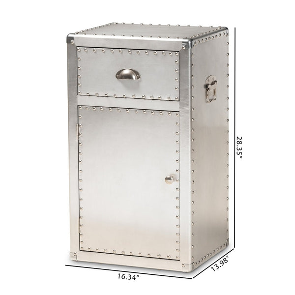 Baxton Studio Baxton Studio Serge Vintage Industrial Accent Cabinet with Silver Finish for Stylish Storage Solutions 1-Door JY17B161-Silver-Cabinet