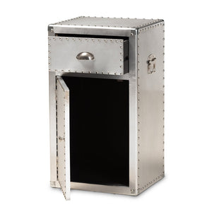 Baxton Studio Baxton Studio Serge Vintage Industrial Accent Cabinet with Silver Finish for Stylish Storage Solutions 1-Door JY17B161-Silver-Cabinet