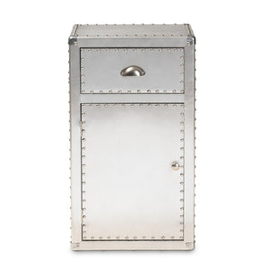 Baxton Studio Baxton Studio Serge Vintage Industrial Accent Cabinet with Silver Finish for Stylish Storage Solutions 1-Door JY17B161-Silver-Cabinet