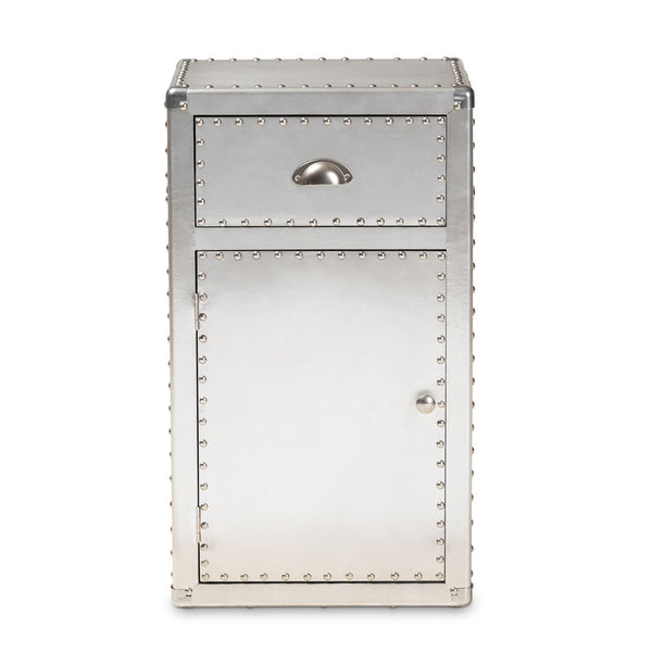 Baxton Studio Baxton Studio Serge Vintage Industrial Accent Cabinet with Silver Finish for Stylish Storage Solutions 1-Door JY17B161-Silver-Cabinet