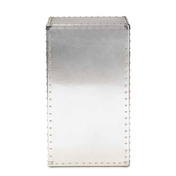 Baxton Studio Baxton Studio Serge Vintage Industrial Accent Cabinet with Silver Finish for Stylish Storage Solutions 1-Door JY17B161-Silver-Cabinet