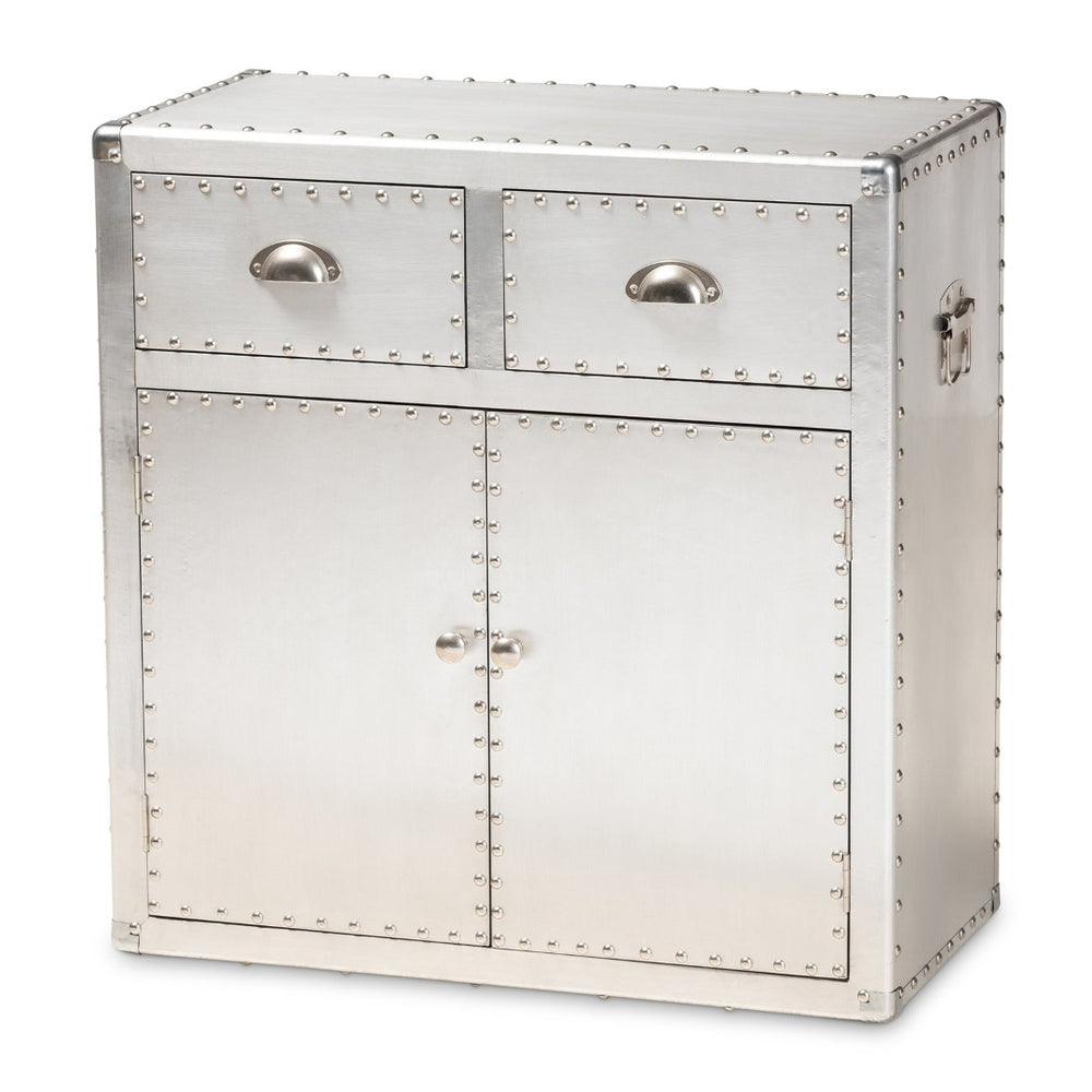 Baxton Studio Baxton Studio Vintage Industrial Silver Metal Storage Cabinet with 2 Doors and Drawers for Home Decor JY17B162-Silver-Cabinet