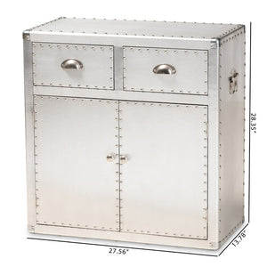 Baxton Studio Baxton Studio Vintage Industrial Silver Metal Storage Cabinet with 2 Doors and Drawers for Home Decor JY17B162-Silver-Cabinet