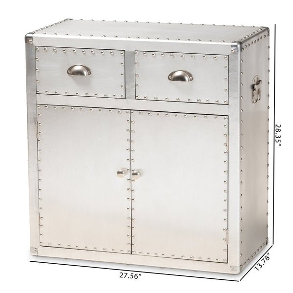 Baxton Studio Baxton Studio Vintage Industrial Silver Metal Storage Cabinet with 2 Doors and Drawers for Home Decor JY17B162-Silver-Cabinet