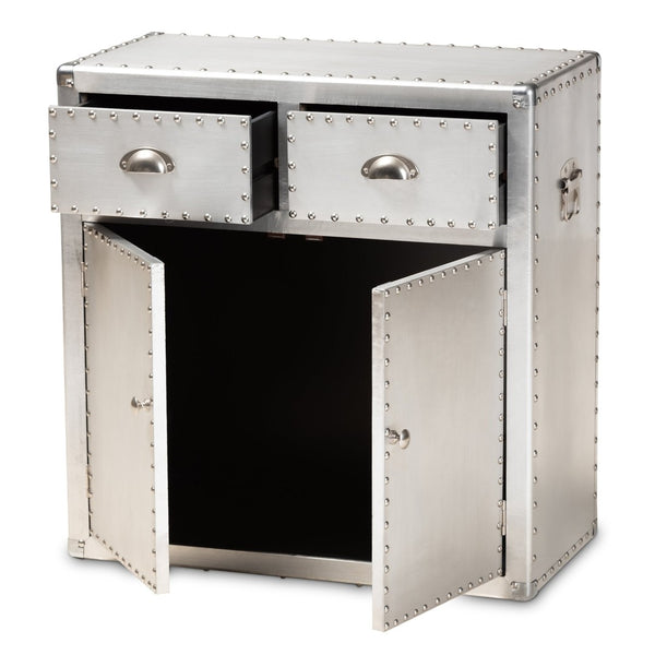 Baxton Studio Baxton Studio Vintage Industrial Silver Metal Storage Cabinet with 2 Doors and Drawers for Home Decor JY17B162-Silver-Cabinet