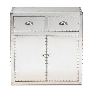 Baxton Studio Baxton Studio Vintage Industrial Silver Metal Storage Cabinet with 2 Doors and Drawers for Home Decor JY17B162-Silver-Cabinet
