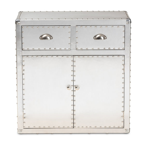 Baxton Studio Baxton Studio Vintage Industrial Silver Metal Storage Cabinet with 2 Doors and Drawers for Home Decor JY17B162-Silver-Cabinet