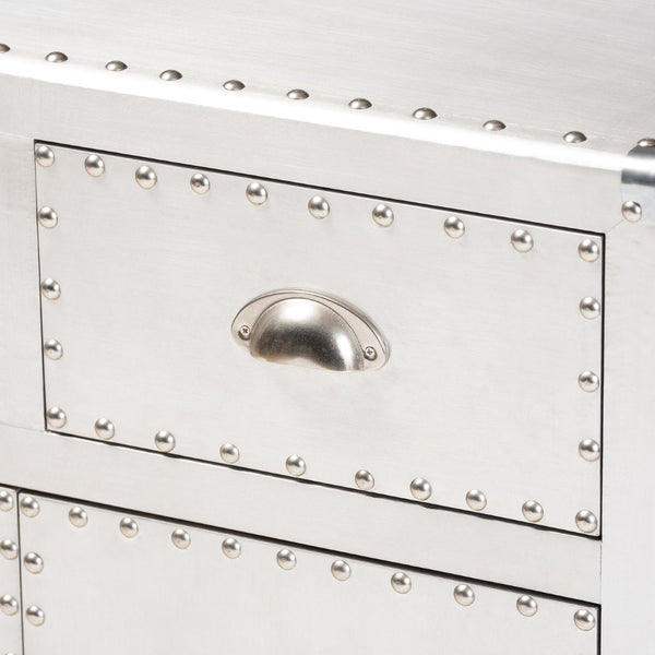 Baxton Studio Baxton Studio Vintage Industrial Silver Metal Storage Cabinet with 2 Doors and Drawers for Home Decor JY17B162-Silver-Cabinet