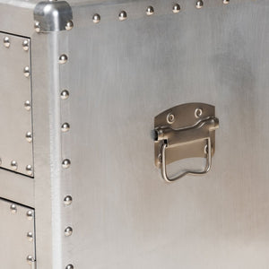 Baxton Studio Baxton Studio Vintage Industrial Silver Metal Storage Cabinet with 2 Doors and Drawers for Home Decor JY17B162-Silver-Cabinet